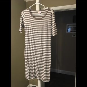 Lularoe Julia grey stripe dress